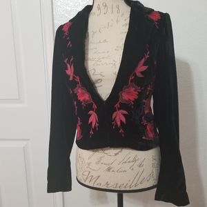 Anthropologie ett:twa black velvet embroidered jacket NWOT
